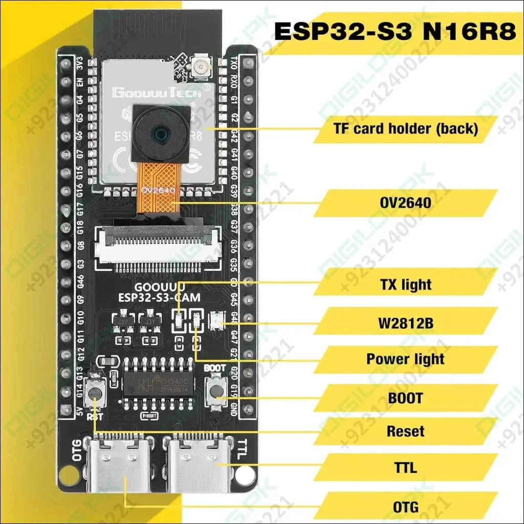 ESP32-S3 N16R8 CAM Board with Programmer (Type-C)